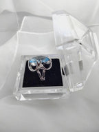 Vintage Sterling Silver Aquamarine Cocktail Ring – Size 8.5, Geometric Statement Piece