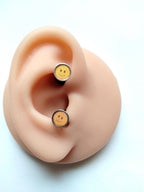 8G Holographic Smiley Ear Plugs – Color Changing Surgical Steel, Sold in Pairs