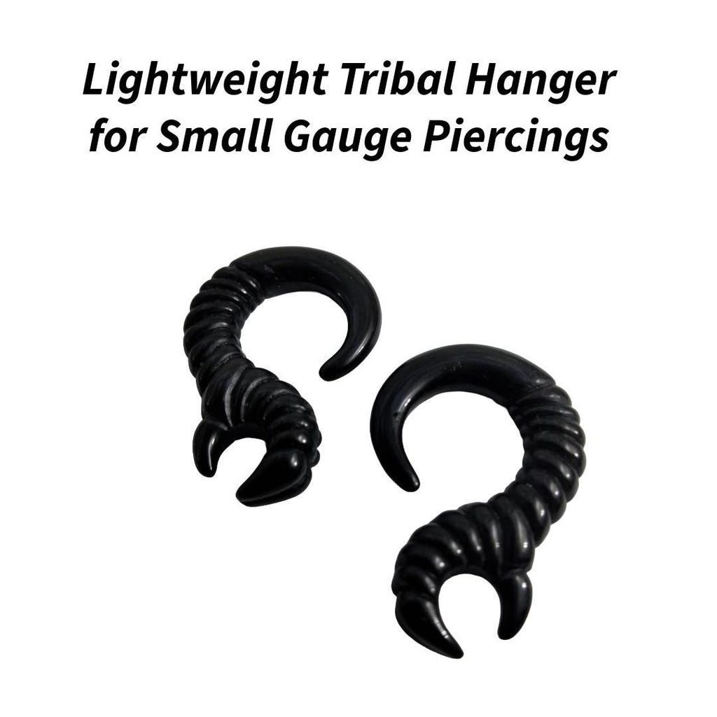 Acrylic Tribal Talon Ear Weight | Black Claw Hanger | 10G–4G | Tunnels & Septum