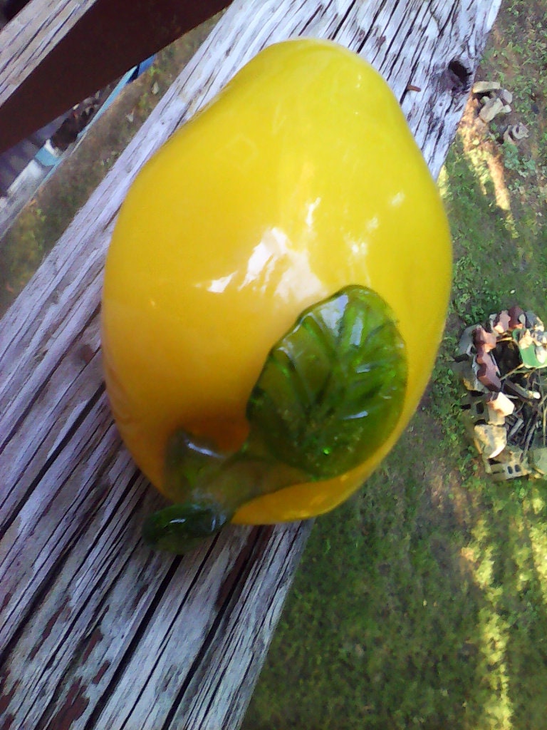Murano Yellow Glass Pepper: Handblown Art Decor