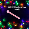 20G UV Reactive Pink Acrylic Nose Stud – 2mm Ball, Non-Flexible, Metal-Free
