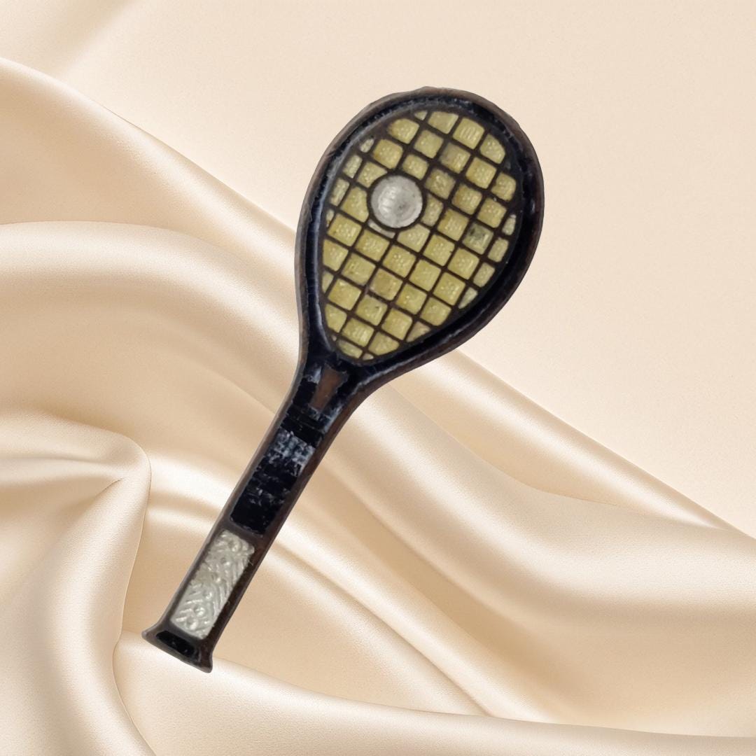 Vintage 1950s Handcrafted Tennis Racket Brooch – Miniature Sports Pin