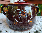 Antique Japanese Moriage Redware Bean & Rice Crock Set – 3-Piece with Gold Trim, Made in Japan