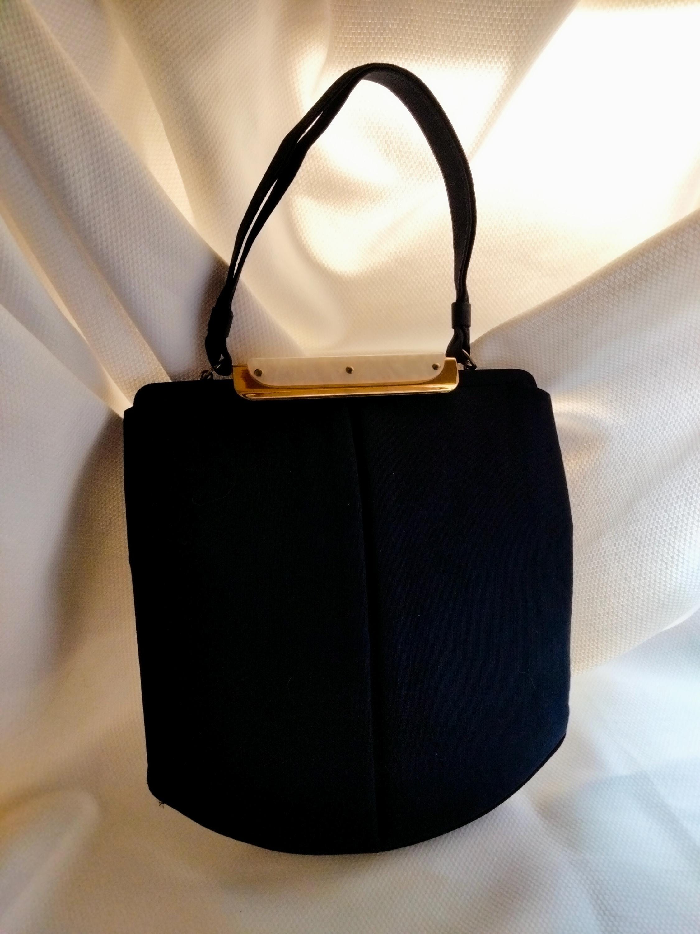 1940s Vintage Cloth Handbag | Mother of Pearl Clasp | L&M Bags by Edwards | Made in USA