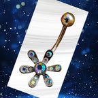Aurora Borealis Flower Belly Ring – 14G Surgical Steel
