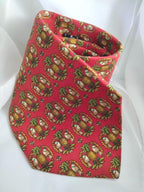 Vintage 1980s Salvatore Ferragamo Silk Necktie – Holiday Partridge & Pineapple Print, Made in Italy