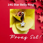 Faux Diamond Star Belly Ring – 14G Surgical Steel