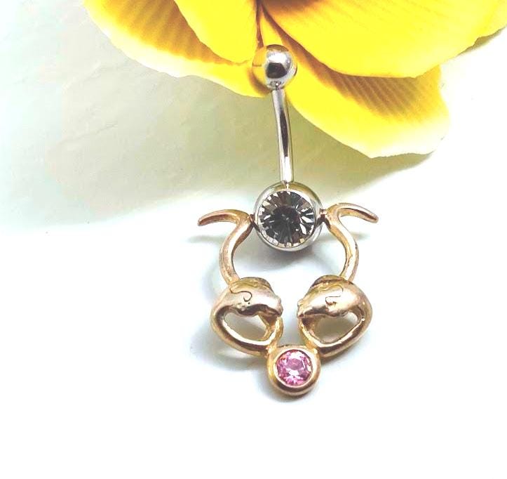 Serpent Talon Belly Ring – 14G Anodized Gold Titanium Dangle