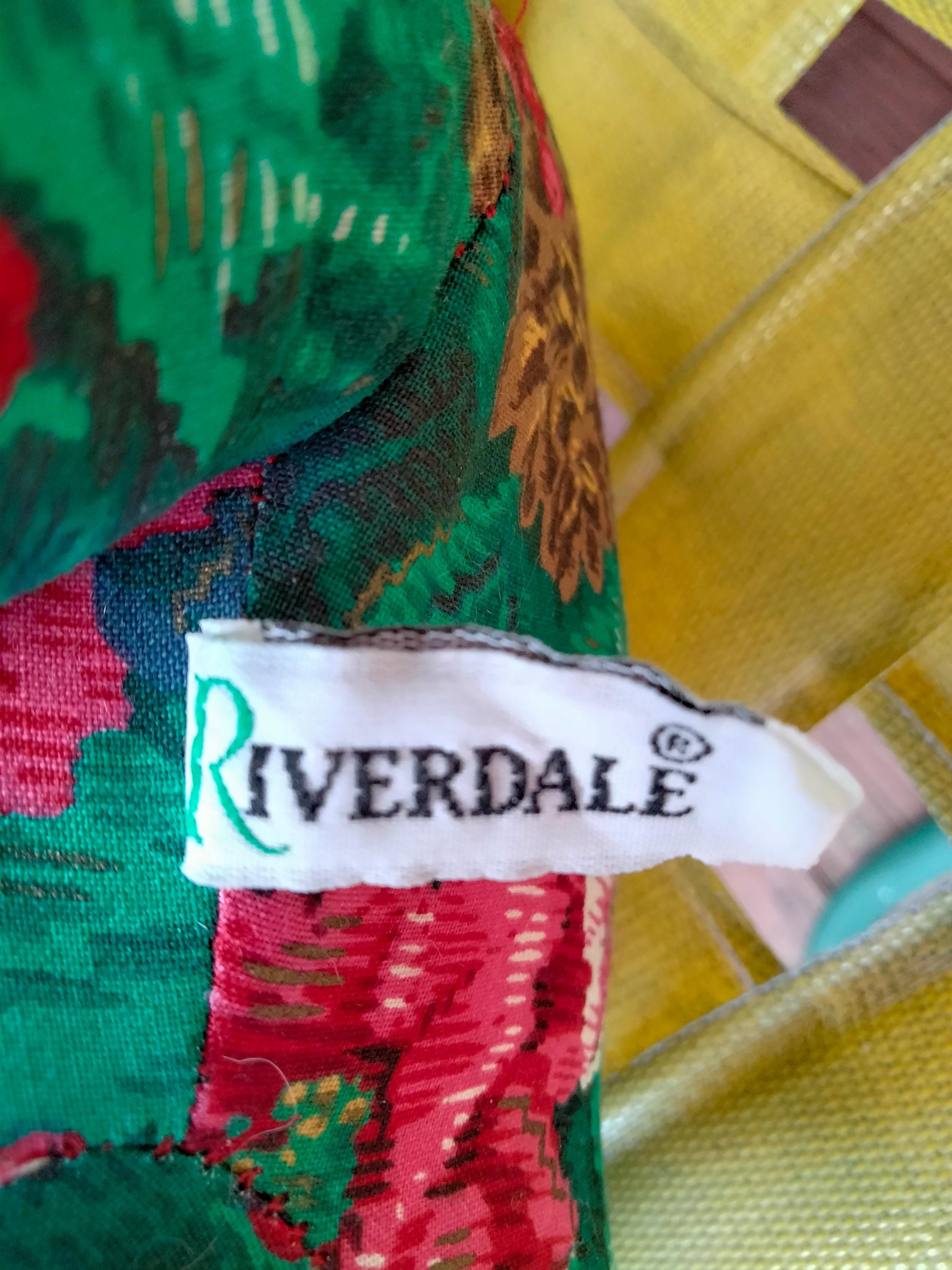 Vintage 1980s Riverdale Christmas Teddy Bear – Poinsettia Fabric, Made in USA, Mint Condition