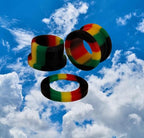 1/2" Rasta Stripe Acrylic Screw Tunnel – Black, Green, Yellow & Red, Sold as Pair