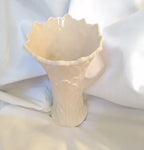 Vintage Lenox Woodlawn Vase – Creamy Vanilla Ceramic with Foliage Texture, Made in USA