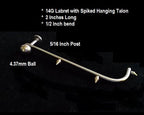 14G Labret Stud with 2" Hanging Spiked Talon – 316L Surgical Steel, Beard-Friendly
