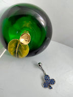 Blue Rhinestone Clover Belly Ring – Surgical Steel