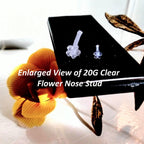 20G Clear Acrylic Flower Nose Stud – 3mm 5-Petal Top, Retainer or Everyday Wear