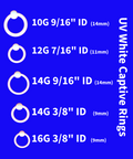 White Bioplast Captive Bead Rings – UV-Safe Retainer CBR | 10G, 12G, 14G, 16G