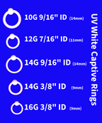White Bioplast Captive Bead Rings – UV-Safe Retainer CBR | 10G, 12G, 14G, 16G