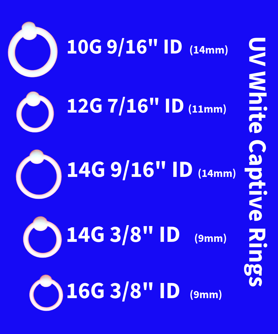 White Bioplast Captive Bead Rings – UV-Safe Retainer CBR | 10G, 12G, 14G, 16G