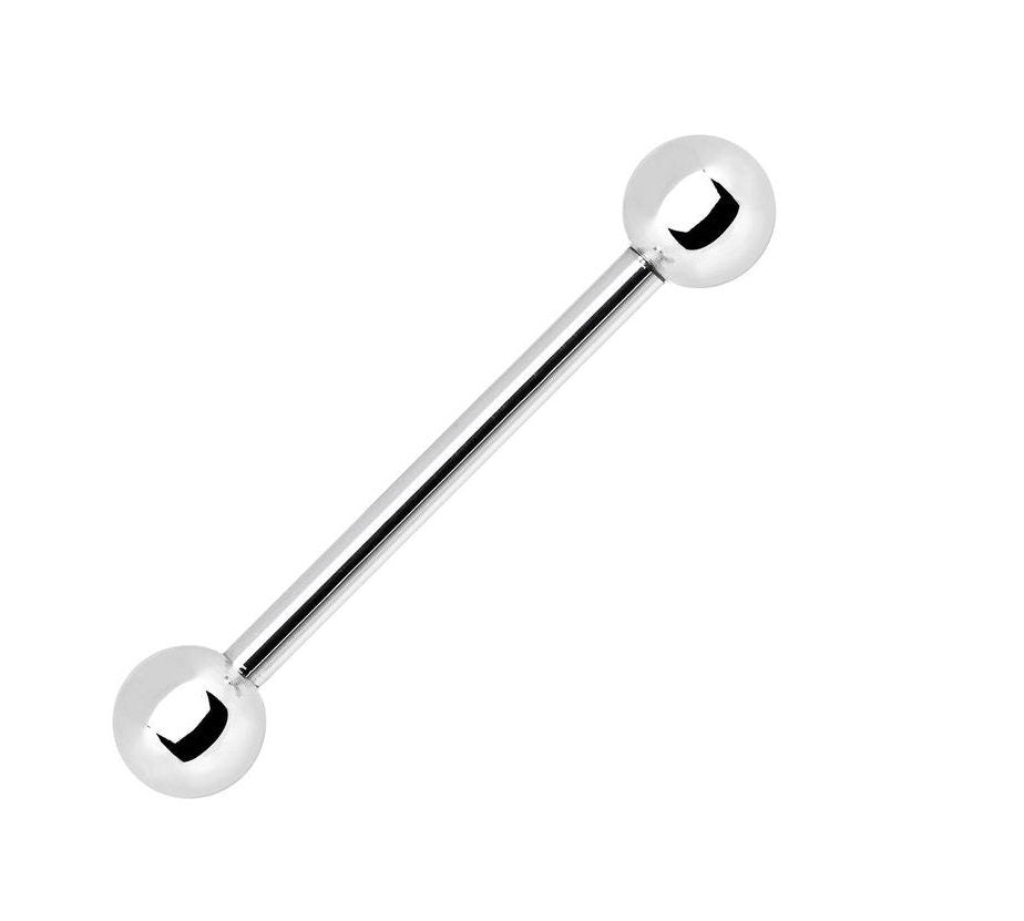 14G Surgical Steel Straight Barbell – Internally Threaded, 5.56mm End Balls
