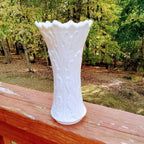 Vintage Lenox Woodlawn Vase – Creamy Vanilla Ceramic with Foliage Texture, Made in USA