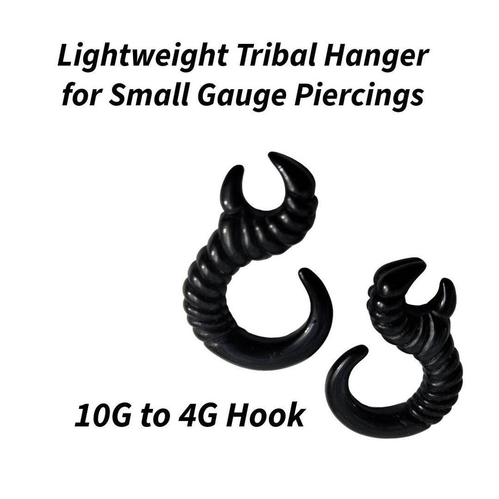 Acrylic Tribal Talon Ear Weight | Black Claw Hanger | 10G–4G | Tunnels & Septum