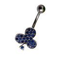 Blue Rhinestone Clover Belly Ring – Surgical Steel