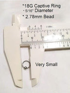 18G Captive Bead Ring 5/16" – 316L Surgical Steel, 2.78mm Bead, Sold as Pair