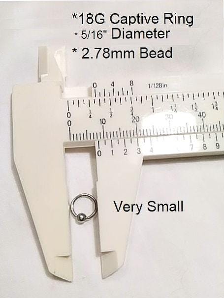 18G Captive Bead Ring 5/16" – 316L Surgical Steel, 2.78mm Bead, Sold as Pair