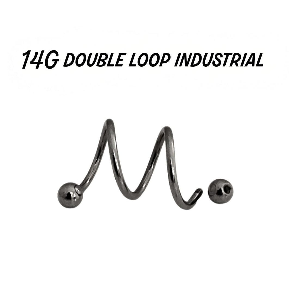 16G Double Twist Industrial Barbell – 316L Surgical Steel, 1-1/4" Total Length