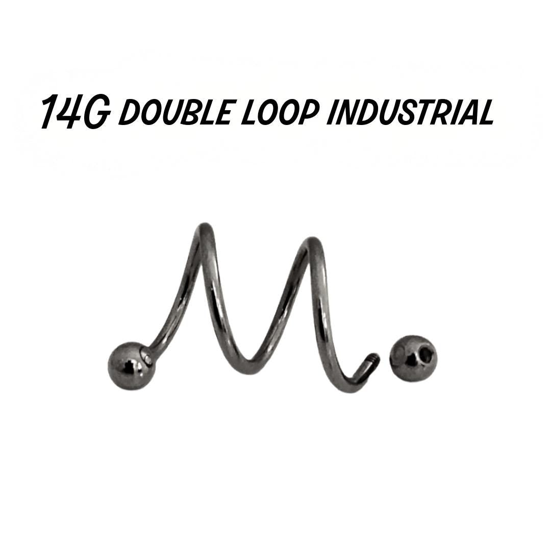 16G Double Twist Industrial Barbell – 316L Surgical Steel, 1-1/4" Total Length