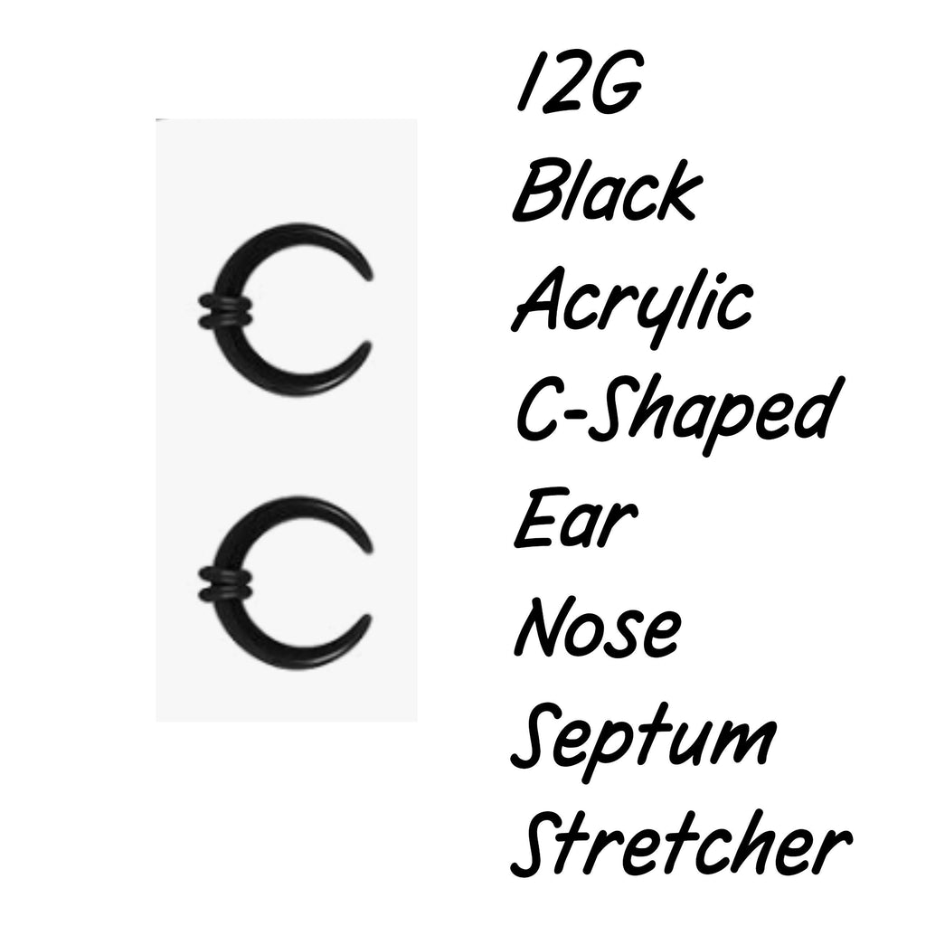 12G Black Acrylic Pincher Taper | Septum Ring & Stretcher | Buffalo Horseshoe
