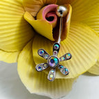 Aurora Borealis Flower Belly Ring – 14G Surgical Steel