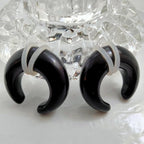 00G Black Glass Buffalo Pincher Ear Stretcher – U-Shape, Metal-Free, Sold as Pair