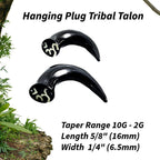 Black Acrylic Tribal Etching Talon Ear Plug Hanger – 10G–2G, Sold as Pair