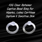 6G Clear Acrylic Captive Bead Ring Retainer – 5/8" ID, Sensitive Skin & Healing Piercings