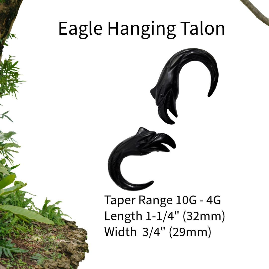 Black Acrylic Eagle Beak Tribal Talon Ear Weight – 10G–4G, Tunnels & Septum
