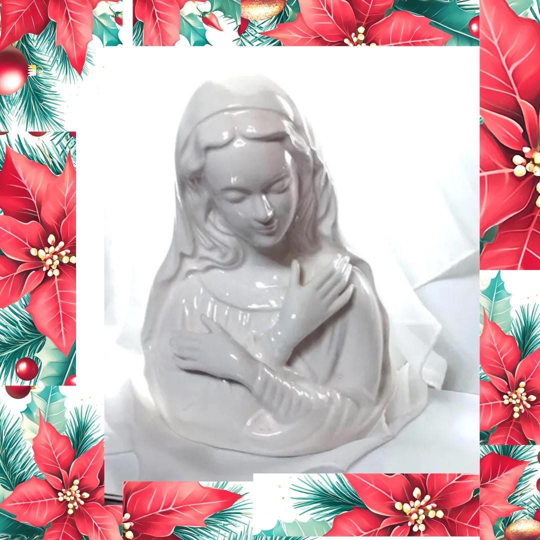 Vintage 1950s Virgin Mary Ceramic Planter Vase – Made in Japan, Religious Décor