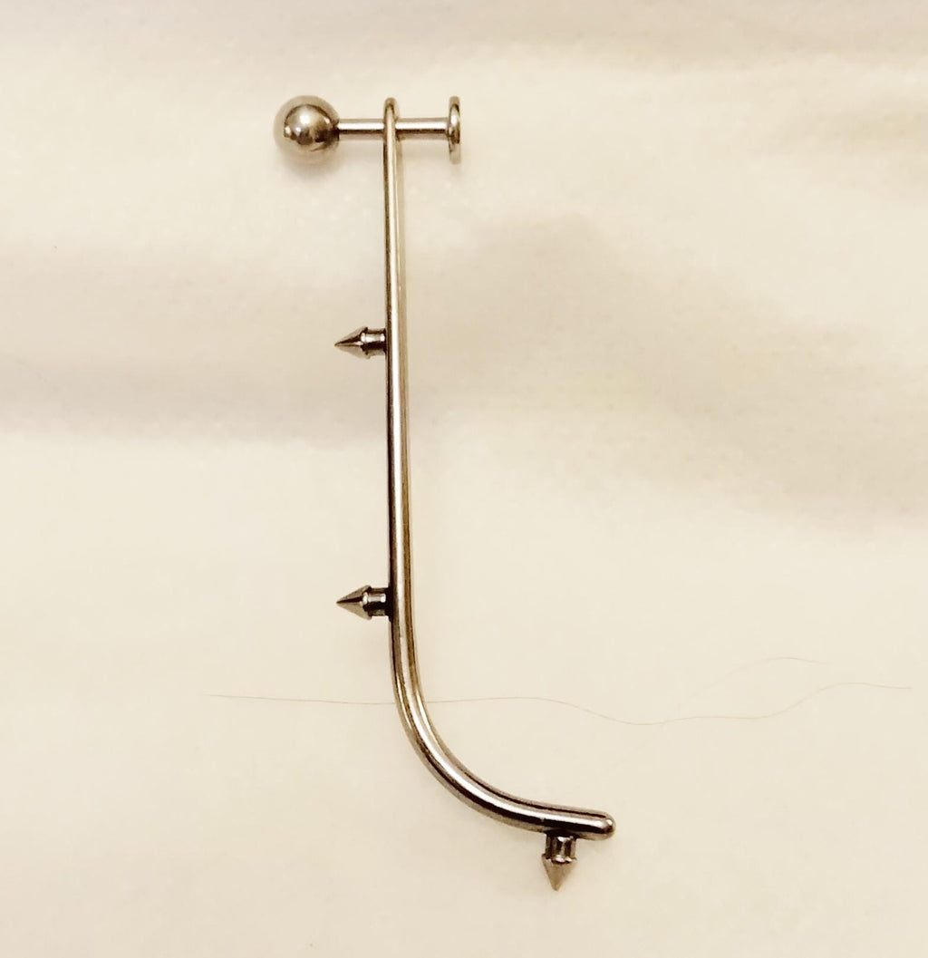 14G Labret Stud with 2" Hanging Spiked Talon – 316L Surgical Steel, Beard-Friendly