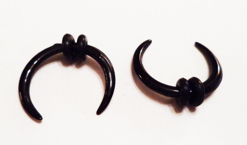 12G Black Acrylic Pincher Taper | Septum Ring & Stretcher | Buffalo Horseshoe