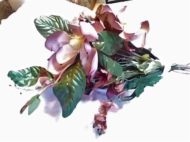 Vintage Mauve Floral Arrangement | Silk, Fabric & Paper Blooms | 11 Stems