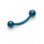 16G Anodized Titanium Bent Barbell, Midnight Blue, 1/2" Bar, Externally Threaded