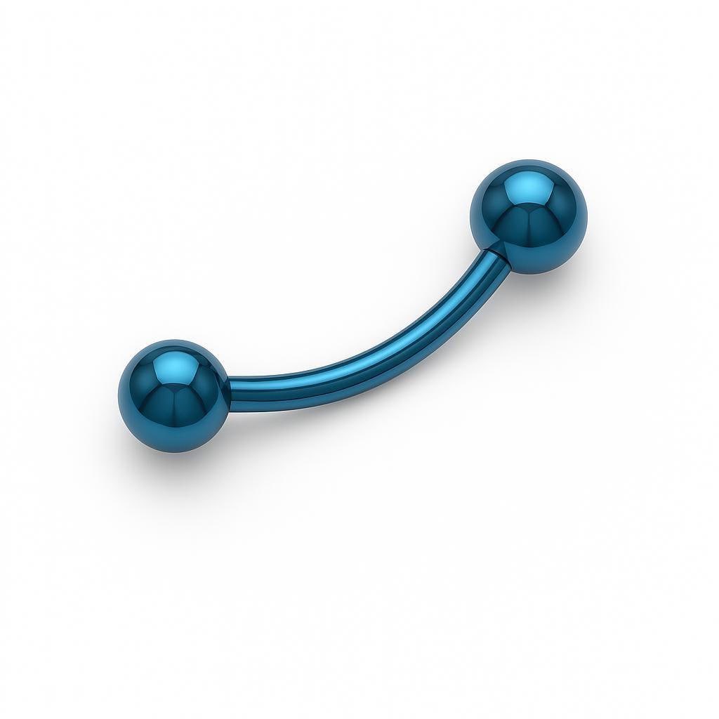 16G Anodized Titanium Bent Barbell, Midnight Blue, 1/2" Bar, Externally Threaded