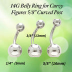 14G Titanium Belly Ring, Surgical Steel Barbell