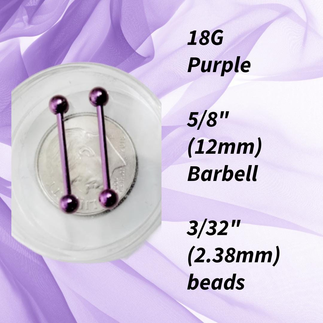 18G Purple Anodized Titanium Barbell – 5/8" Cartilage, Brow & Nipple