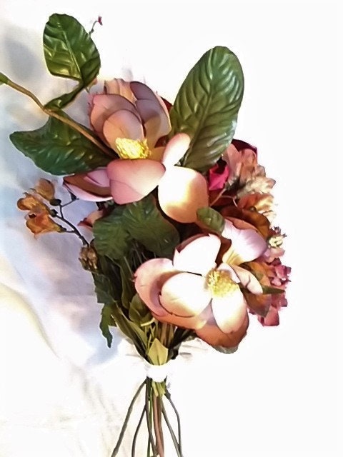 Vintage Mauve Floral Arrangement | Silk, Fabric & Paper Blooms | 11 Stems
