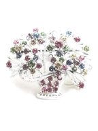 Vintage Rhinestone Flower Basket Brooch – Multicolor Prong-Set Stones, Pristine Condition