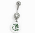 Think Green Belly Ring – 14G Diamond-Like Stone & Enamel Charm