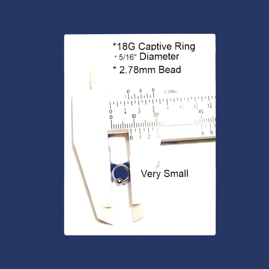 18G Captive Bead Ring 5/16" – 316L Surgical Steel, 2.78mm Bead, Sold as Pair