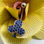 Blue Rhinestone Clover Belly Ring – Surgical Steel