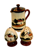 Vintage Watcombe Torquay Motto Ware Salt, Pepper & Creamer Set – Hand-Painted, Made in England
