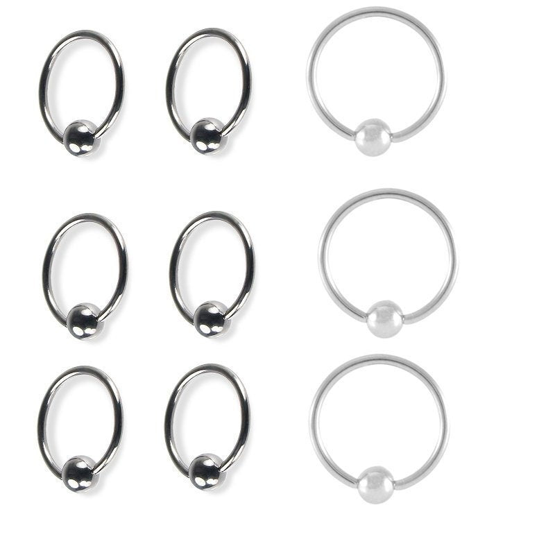 14G Captive Bead Ring 9/16" – 316L Surgical Steel, 5mm Bead, Set of 2